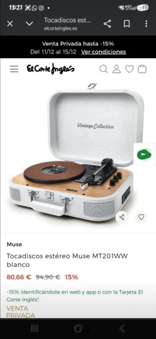 Tocadiscos Muse MT201wg Negro