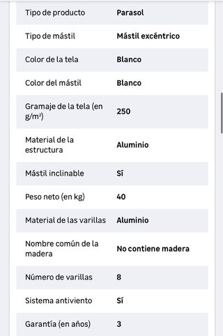 Parasol de metal blanco