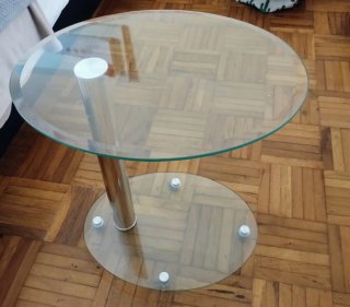 Mesa auxiliar cristal y metal