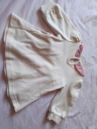 Vestido niña manga larga lazo rosa