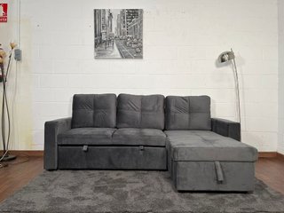 Sofá Cama Chaise Longue Gris