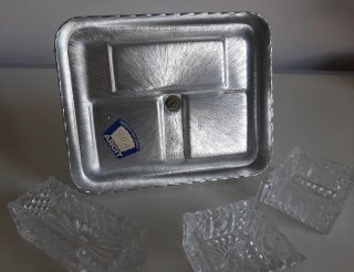 Porta condimenti in acciaio e vetro