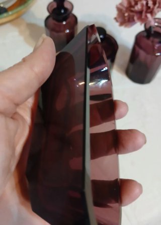 Juego tocador vidrio morado estilo Moser