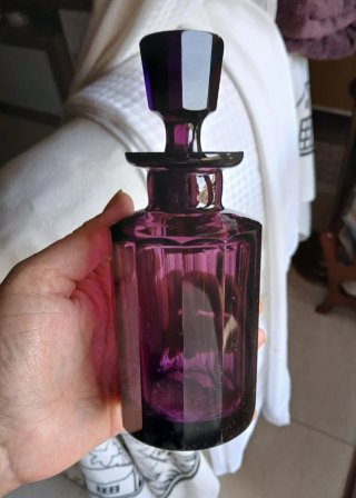 Juego tocador vidrio morado estilo Moser