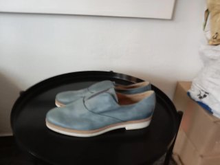 Zapatos planos azules de piel