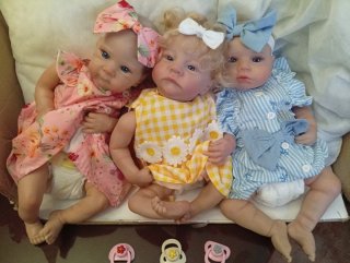 Pack de 3 Bebés Reborn Vinilo y Tela