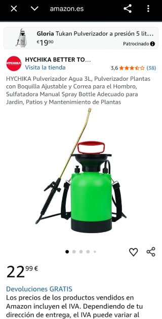 Pulverizador Sulfatador Manual 3L nuevo