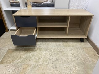 Mueble TV madera y negro 120cm 2 cajones