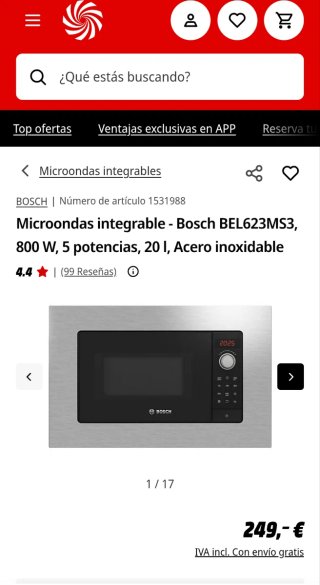 Microondas Bosch Integrado Acero Inoxidable
