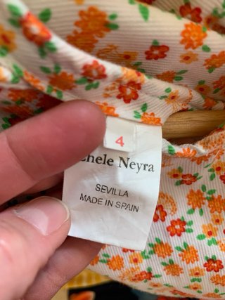 Vestido de flamenca niña naranja y blanco talla 4
