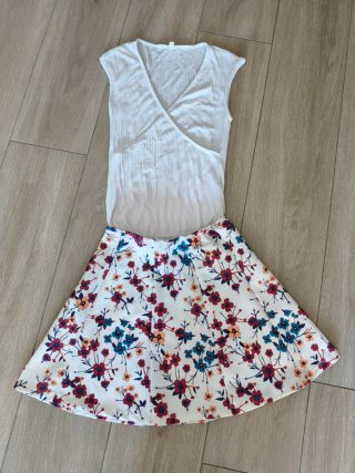Conjunto falda y camiseta floral