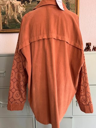 Camisa boho terracota con bordados – 100% algodón Hecho en Italia