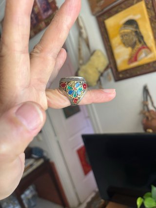 Anillo Plata Irak Bajab Azul. 20 mm diámetro