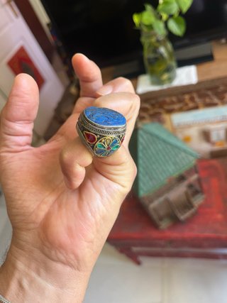Anillo Plata Irak Bajab Azul. 20 mm diámetro