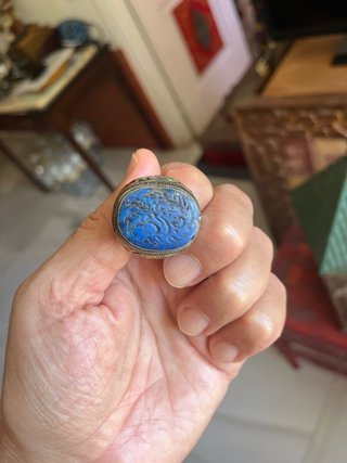 Anillo Plata Irak Bajab Azul. 20 mm diámetro