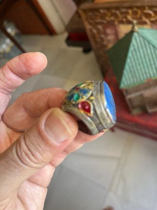 Anillo Plata Irak Bajab Azul. 20 mm diámetro