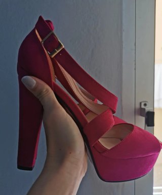 Zapatos de tacón rosa plataforma
