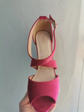 Zapatos de tacón rosa plataforma