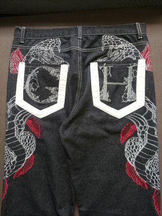 Pantalones Baggy Y2K Negros con Bordado