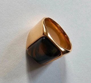 Anillo Hombre Acero Piedra Natural