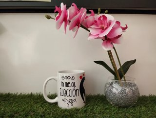 Taza cerámica pingüinos corazón
