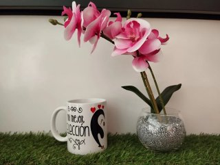 Taza cerámica pingüinos corazón