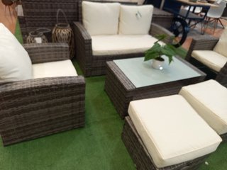 Conjunto Terraza Ratán Beige y Marrón