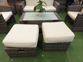 Conjunto Terraza Ratán Beige y Marrón