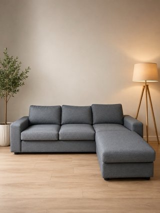 Sofá Chaise Longue Gris Tela