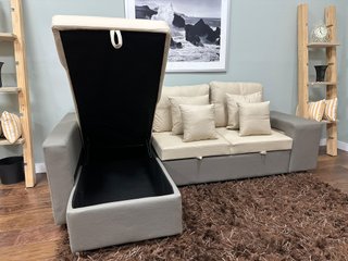 Sofá Cama Beige y Gris