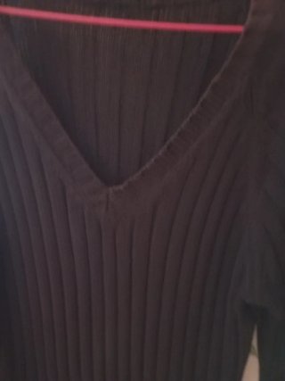 Jersey para mujer negro cuello pico talla L