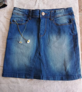 Set gonne+salopette jeans bambina
