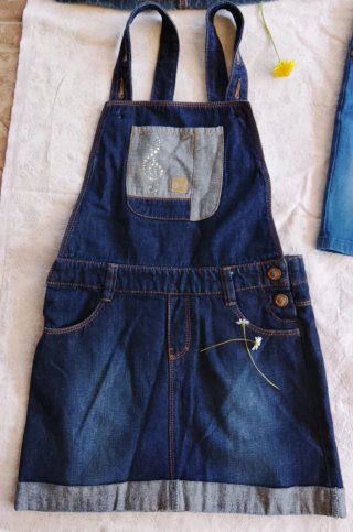 Set gonne+salopette jeans bambina
