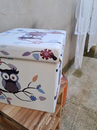 Caja de almacenaje con búhos