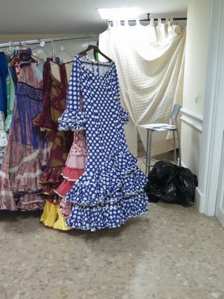Vestido Flamenca Lunares Azul y Blanco Talla Única