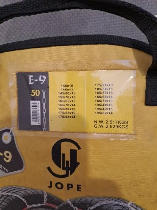 Cadenas para nieve E-9 (9mm) sin usar.