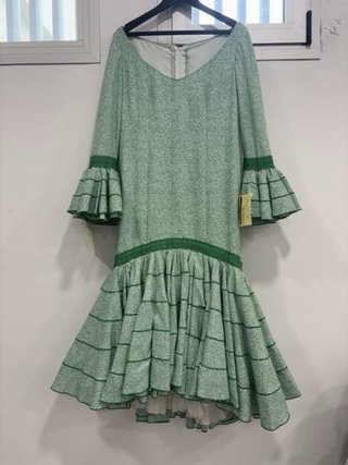 Vestido Flamenca Verde y Blanco