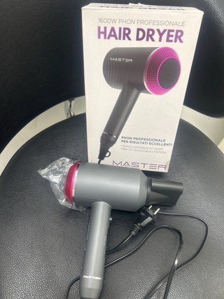 Asciugacapelli nuovo grigio e fucsia