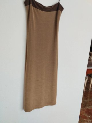 Vestido beige y marrón