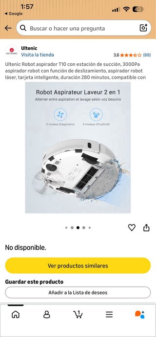 Robot Aspirador Ultenic T10 Estación Succión