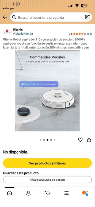 Robot Aspirador Ultenic T10 Estación Succión