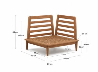 Sillón modular rinconero Portitxol de madera maciza de teca