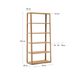 Estantería Maymai con estructura de madera maciza de roble 90 x 193 cm