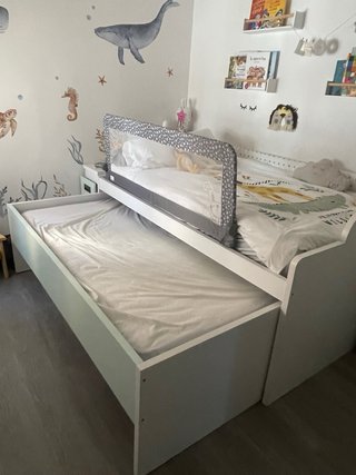 Letto giovanile 105 con scarpiera e cassettoni