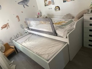 Letto giovanile 105 con scarpiera e cassettoni
