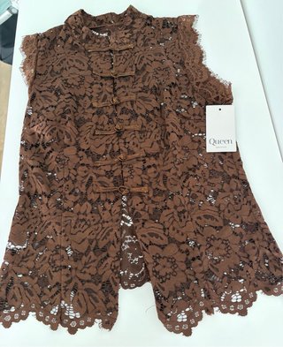 Top Qipao Encaje Marrón Nuevo