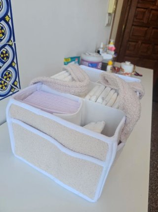 Organizador de pañales de tela beige