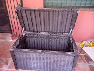 Baúl exterior almacenamiento plástico mimbre