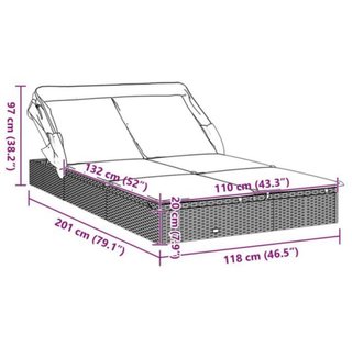 Cama/Tumbona doble nueva para jardín o patio