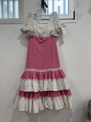 Vestido Flamenca Rosa con Volantes